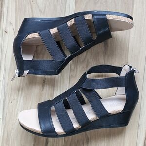 Mootsie Tootsie Tickles Cork Wedge Womens Strappy Black Sandals    Size 7